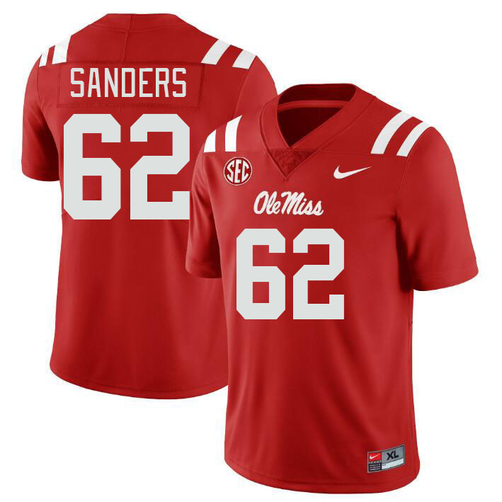 Ole Miss Rebels #62 Brycen Sanders College Football Jerseyes Stitched Sale-Red